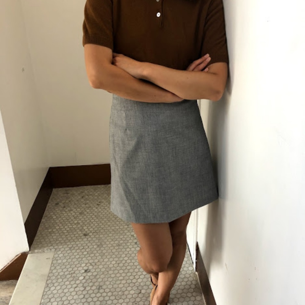 high waisted A line mini skirt